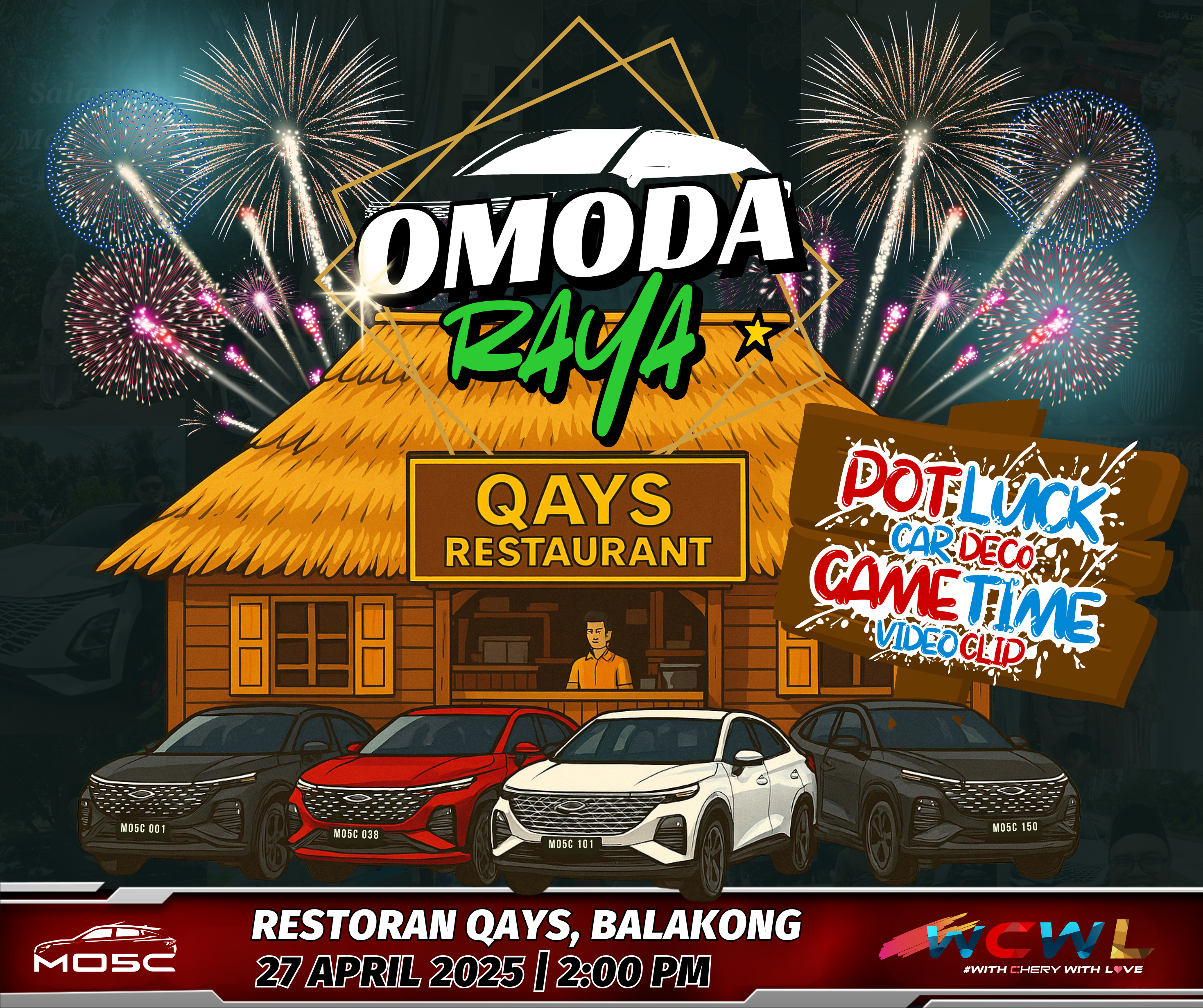 Poster jemputan Majlis Event OMODARAYA: Ziarah Kasih 2025 anjuran Malaysia Omoda 5 Community (MO5C)